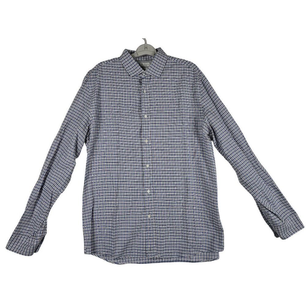 Brunello Cucinelli White Blue Red Check Button-Down Shirt XXXL Leisure Fit
